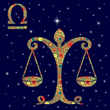 Yıldızlı gökyüzü üzerinde rengârenk çiçekler dolgulu Kova burcu