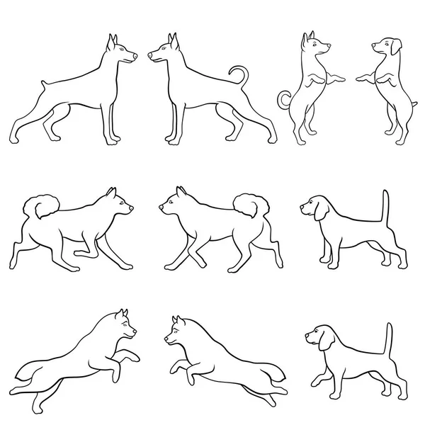 Ensemble de dix contours de chien — Image vectorielle