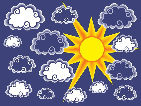 雲と太陽の背景 — ストックベクタ
