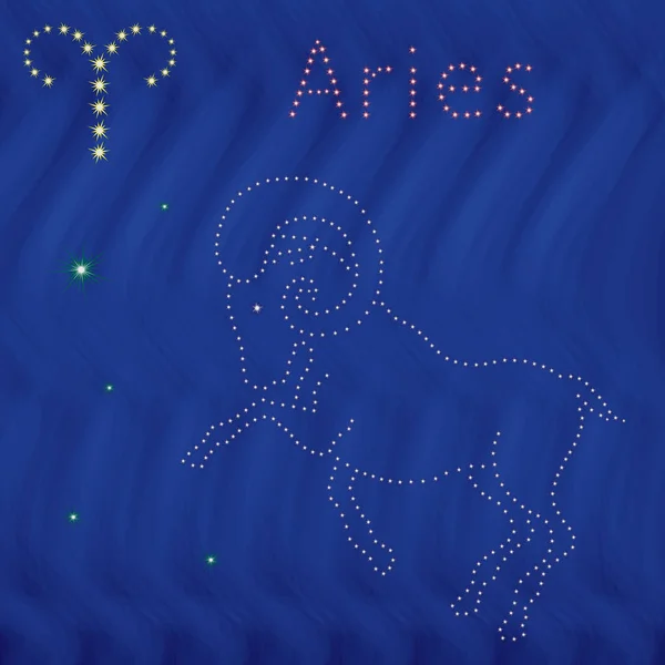 Signo do zodíaco contorno de Áries no céu estrelado —  Vetores de Stock