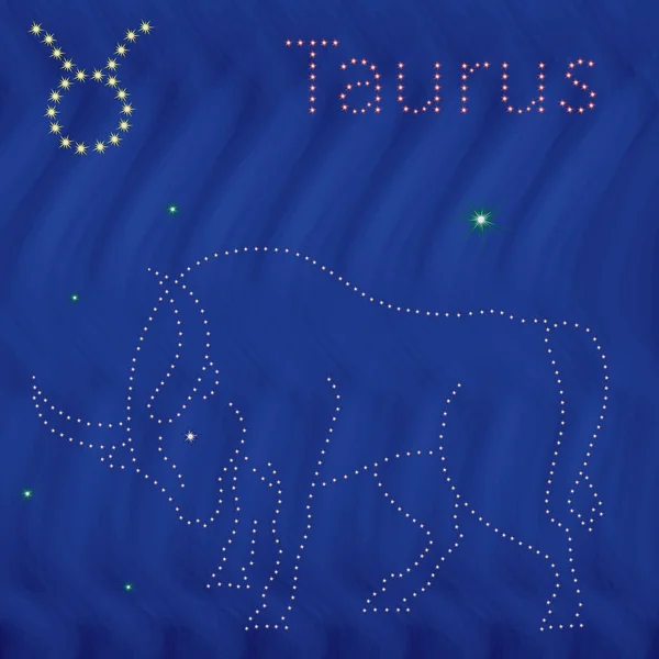 Zodiac sign Taurus contour on the starry sky — Stock Vector
