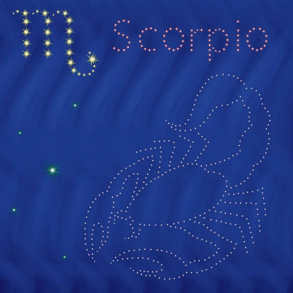 Signo do zodíaco Scorpio contorno no céu estrelado —  Vetores de Stock