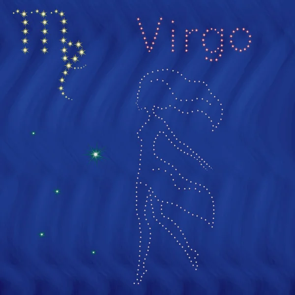 Zodiac sign Virgo contour on the starry sky — Stock Vector