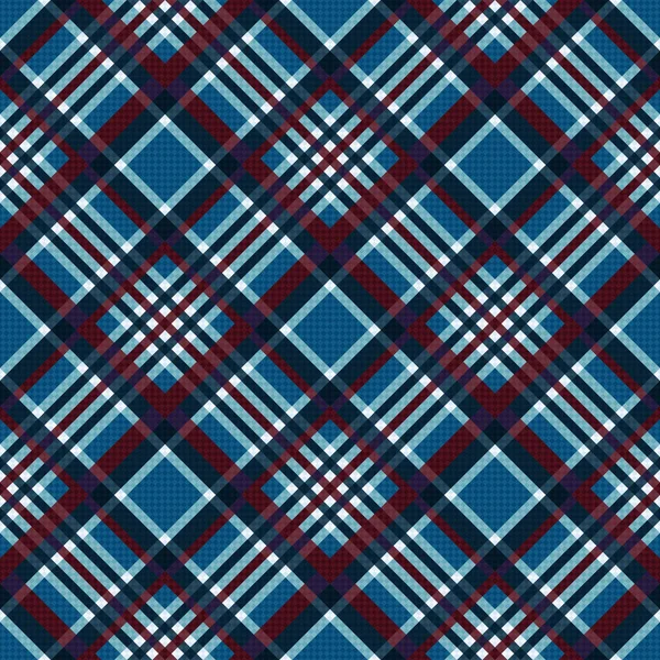 Diagonal nahtlos kariertes Muster in blau und rot — Stockvektor