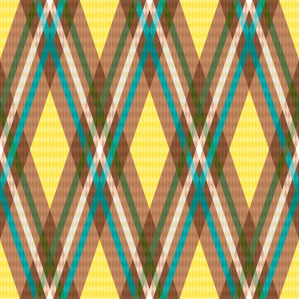 Patrón a cuadros sin costura diagonal en amarillo y marrón — Vector de stock