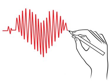 Human hand drawing a Heart pulse clipart