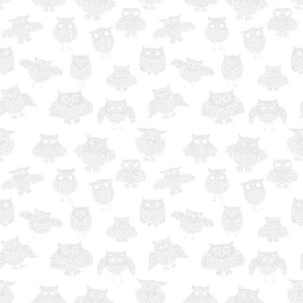 Light grey owl seamless pattern — Stock Vector