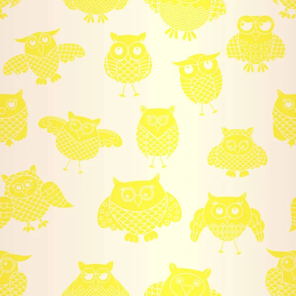 淡黄色猫头鹰无缝模式 — 图库矢量图片