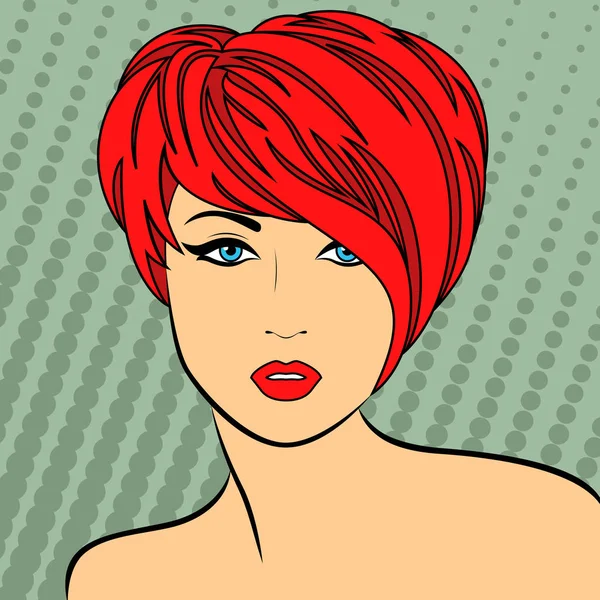Το κορίτσι κόκκινα μαλλιά στυλ ρετρό — Διανυσματικό Αρχείο