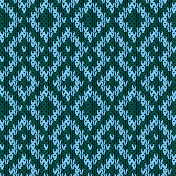 Knitted seamless pattern in turquoise and green — Stock Vector