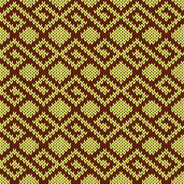 Stickad sömlös mönster i gult och brunt — Stock vektor