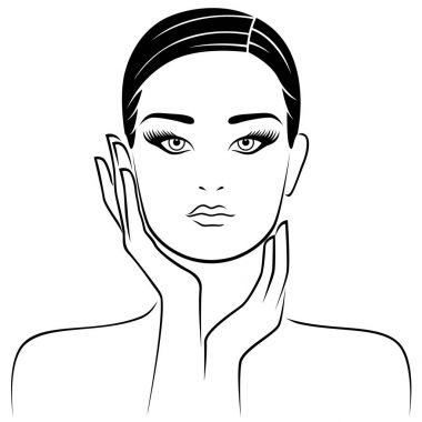 Dikkatli el ile kadın baş