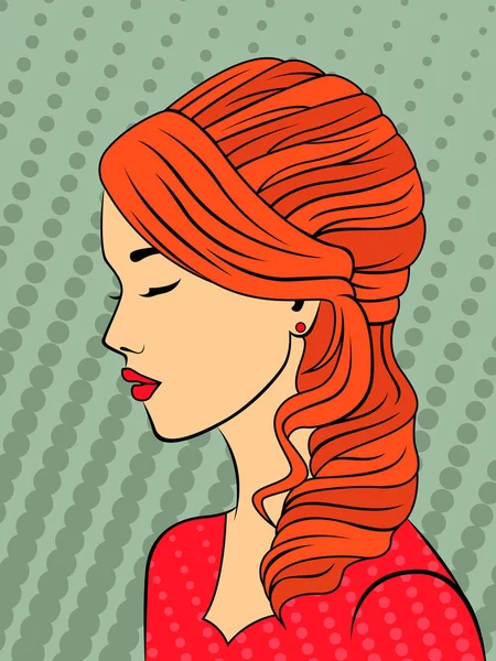 复古风格红头发的女孩 — 图库矢量图片