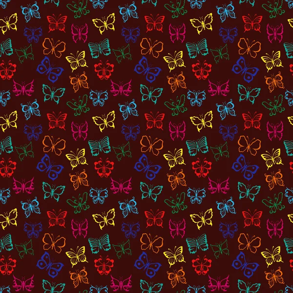 Modèle sans couture avec divers papillons — Image vectorielle