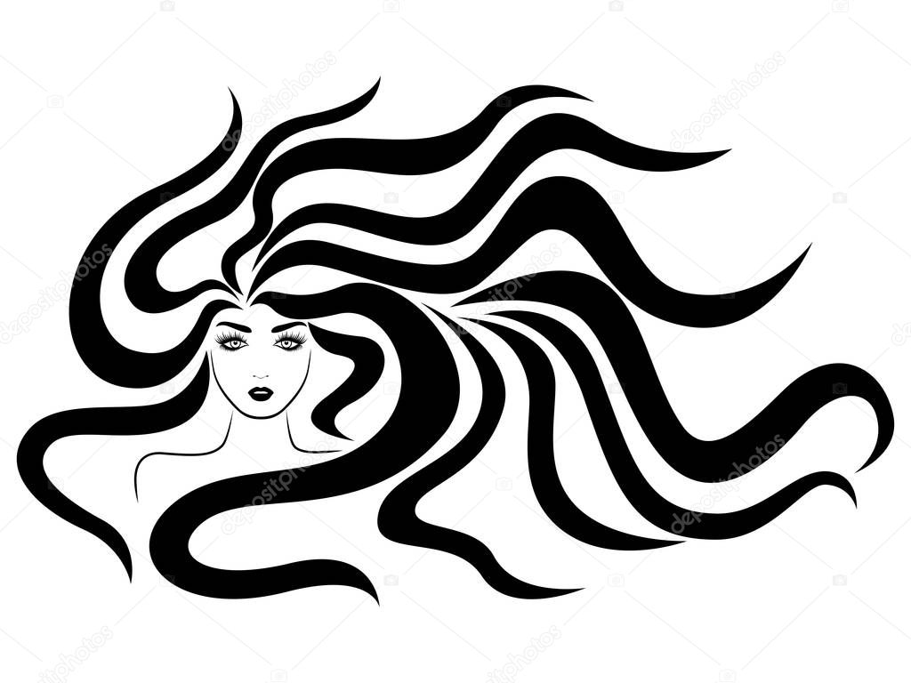 Elegant lady with windy hair