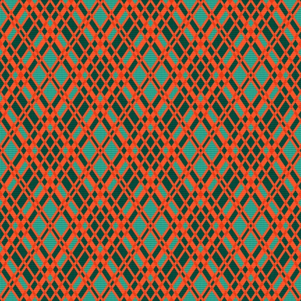 Rauten-Tartan nahtlose Textur in Türkis und Orange — Stockvektor