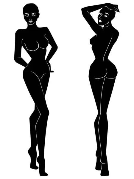 Dua siluet wanita cantik abstrak - Stok Vektor