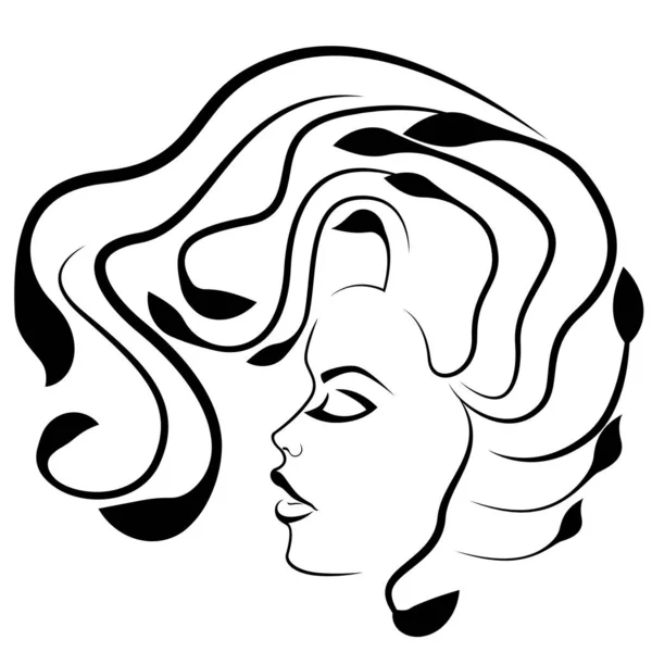 Abstract face of beautiful girl with stylized hair — Stock Vector