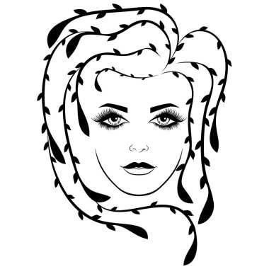 Anlamlı gözleri ile soyut güzel ve şehvetli bayan