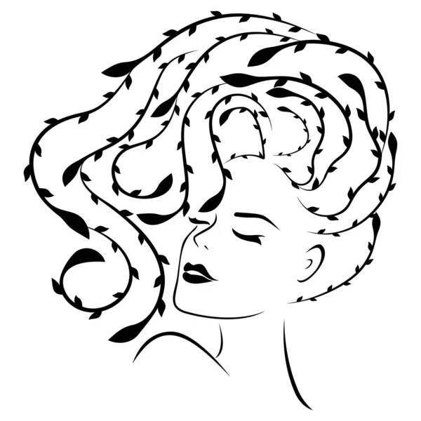 Абстрактная очаровательная девушка с цветочными волосами — стоковый вектор