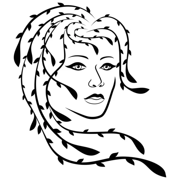 Hermosa dama encantadora con pelo floral — Vector de stock