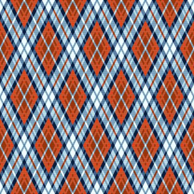 Mavi ve turuncu renklerde, rombik, pürüzsüz desen
