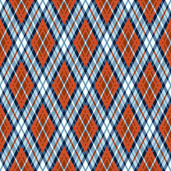 青とオレンジ色の菱形のシームレスなパターン — ストックベクタ