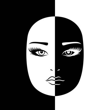 Olumsuz ve olumlu kadın yüzü