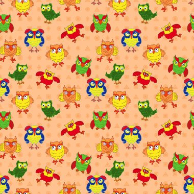 Karikatür ve komik baykuşlar ile dikişsiz doku