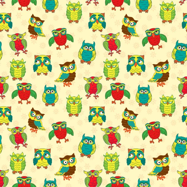 Seamless pattern with owls for children decoration — ストックベクタ