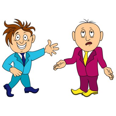 Çeşitli durumlarda iki komik ve komik adam.