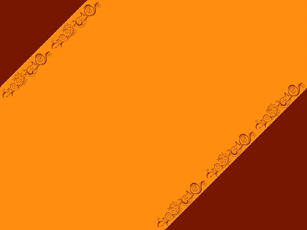 オレンジと茶色の線の植物の要素とグリーティングカード 斜めの形式 — ストックベクタ