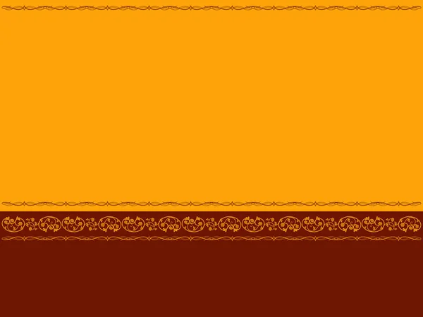 Karta Okolicznościowa Elementami Flory Linii Kolorze Pomarańczowym Brązowym Ukośny Format — Wektor stockowy