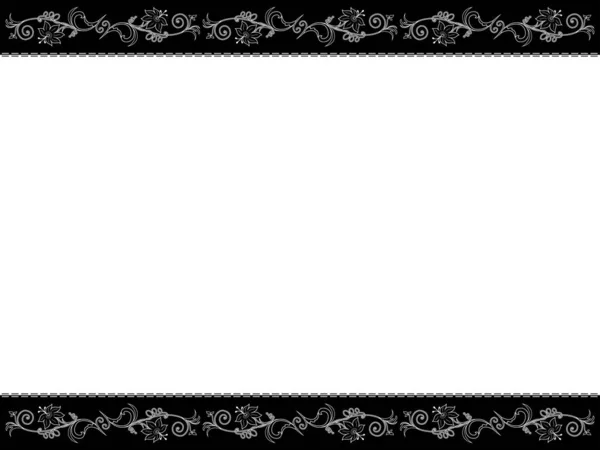Horizontale Grußkarte Mit Floralen Elementen Schwarz Weiß Illustration Zur Gestaltung — Stockvektor