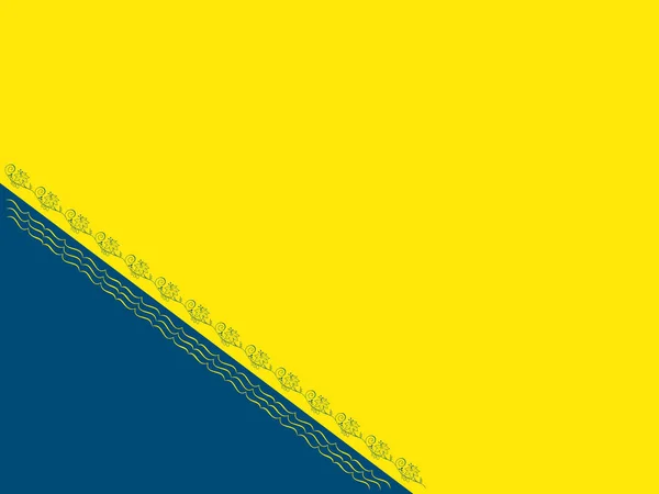 Ilustracja Kartki Elementami Flory Falistej Linii Kolorze Żółtym Niebieskim Ilustracja — Wektor stockowy