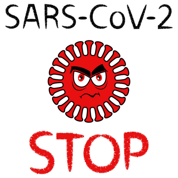 Structure of coronavirus, "stop" pathogen respiratory coronavirus, cartoon illustration isolated on the white background