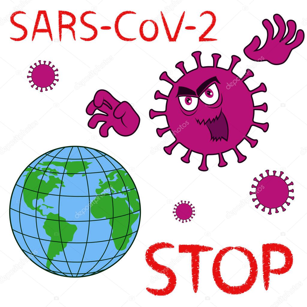 Abstract structure of aggressive Coronavirus attack on globe, 
