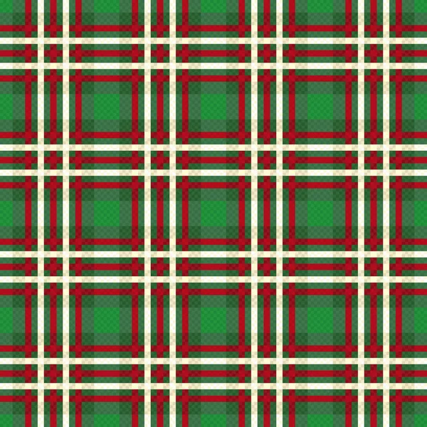 Seamless Checkered Traditional Fabric Pattern Green Hues Bright Red Beige — Stock Vector