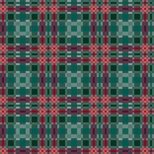 Green Red Muted Tartan Scottish Seamless Pattern Texture Tartan Plaid — Stock Vector