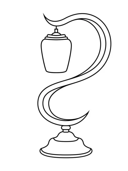 Esquema Negro Lámpara Mesa Decorativa Aislado Sobre Fondo Blanco Logotipo — Vector de stock