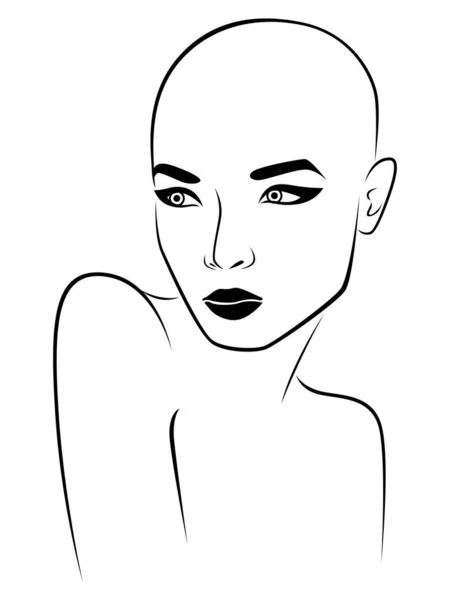 Esquema Cara Mujer Elegante Atractiva Ilustración Negro Aislado Sobre Fondo — Vector de stock