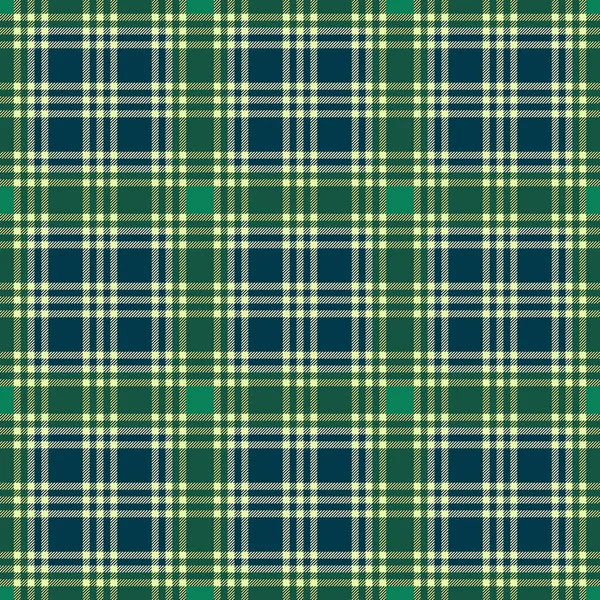 Tartan Scottish Seamless Pattern Mainly Green Yellow Muted Blue Hues — Stock Vector