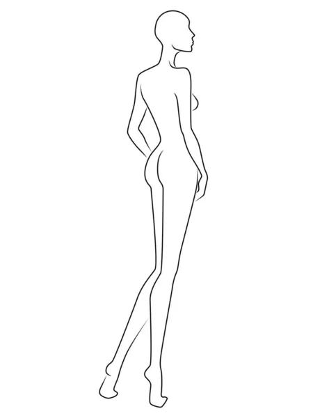 魅力的な女性の抽象的なボディ 白の背景に隔離された黒 手描きアウトライン — ストックベクタ