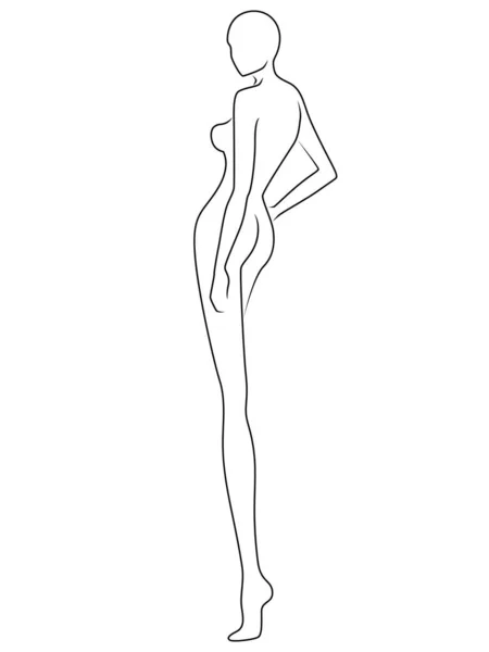 Cuerpo Abstracto Dama Encantadora Negro Aislado Sobre Fondo Blanco Dibujo — Vector de stock