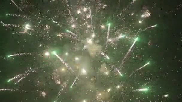 Фейерверк Ночью Новый Год — стоковое видео