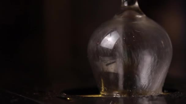 Barman enxagua vidro vazio no bar — Vídeo de Stock