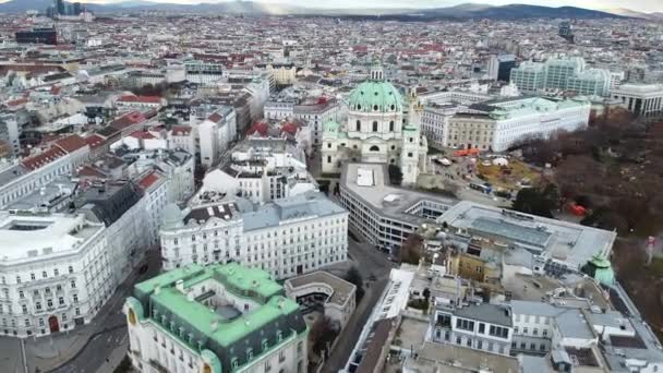 Вид с воздуха, Вена, городской пейзаж — стоковое видео