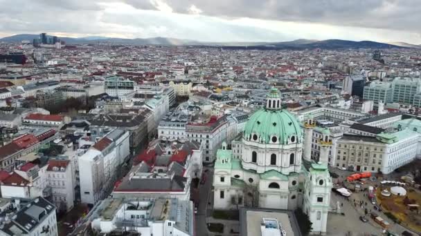 Zicht vanuit de lucht op Drone, Wenen, stadsgezicht — Stockvideo