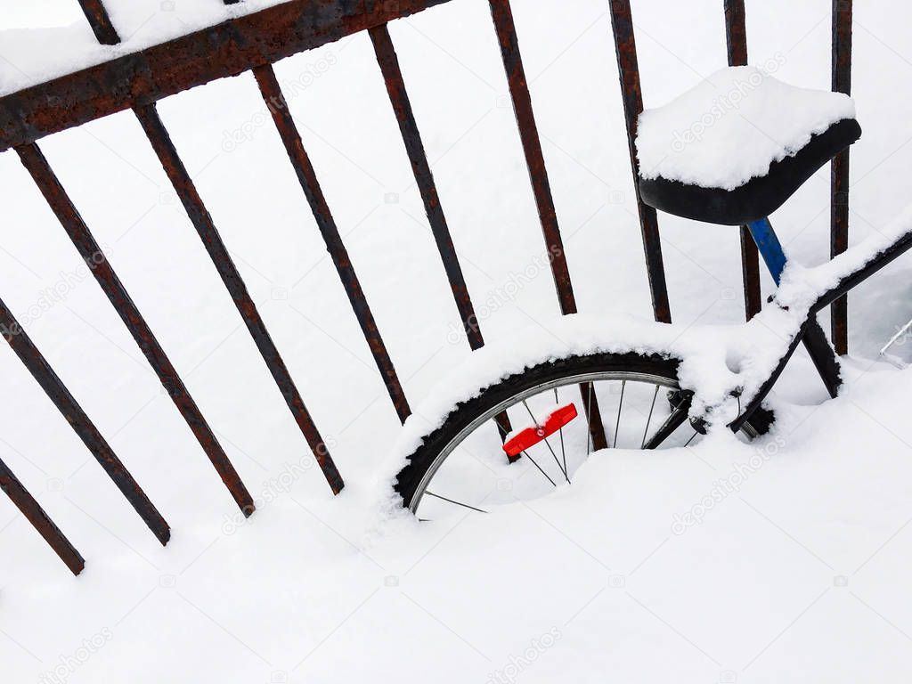 Bicycle in a snowdrift