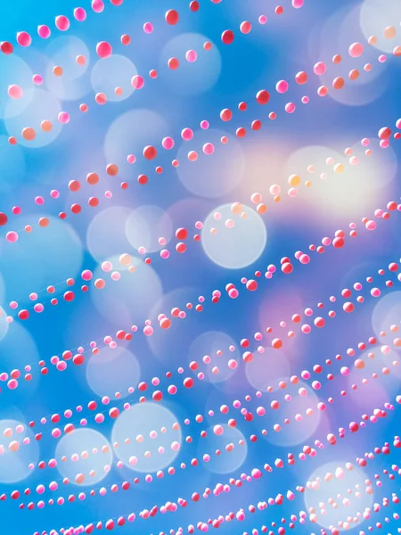 Fête ciel fond avec des décorations ballon et bokeh lumières — Photo